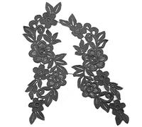 1 par de apliques de encaje bordado floral parche,flores encaje costura apliques collar apliques DIY artesanía escote costura bordado parches accesorios para vestido de ropa cheongsam negro