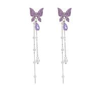 1 par de aretes colgantes clásicos con diamantes de imitación para mujer, aleación, Piedra secundaria