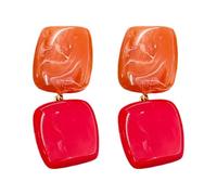 1 par de aretes cuadrados de, textura de resina artística en transición de color, adecuado para fiestas diarias y eventos especiales, aretes de resina