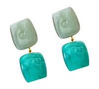 1 par de aretes cuadrados de, textura de resina artística en transición de color, adecuado para fiestas diarias y eventos especiales, aretes de resina