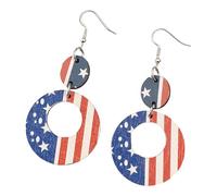 1 par de aretes de aro con temática de festival y detalle de estrella para mujer, textura de madera, regalo para declaración