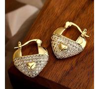 1 par de aretes de aro para mujer con exquisita incrustación de circonita sintética en forma de corazón, perfectos para fiestas y atuendo casual, regalo para novia