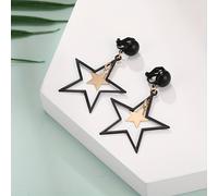 1 par de aretes de clip de moda vintage, sin necesidad de perforación, elegantes aretes geométricos de estrella de puntas
