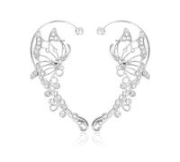 1 par de aretes de elfo con diseño de mariposa, joyería de elfo sin perforación, aretes de mariposa sin perforar, joyería de elfo para mujeres, aretes de elfo de plata con puño, adecuado para bailes
