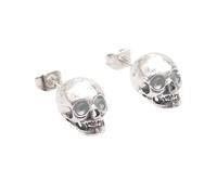 1 par de aretes de esqueleto 3D plateado/negro, aretes de oreja de roca que llaman la atención para Navidad, día de San Valentín