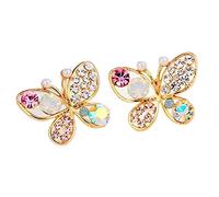 1 par de aretes de Mujer Lovely Crystal Hollow Butterfly Piercing Ear Stud Hook Earring Clip Lady Jewelry Accessories Love Gift Práctico y Popular Convenient and Clever