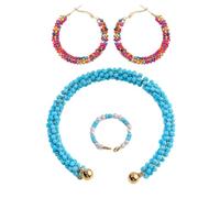 1 Par De Aretes De Perlas, 1 Pulsera De Perlas Ajustable Y 1 Anillo De Perlas, Joyería Vintage, Joyería Colorida, Joyería Boho