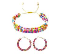 1 Par De Aretes De Perlas Y 1 Pulsera De Perlas, Aretes De Aro, Aretes De Mujer De Moda, Aretes De Arte Vintage, Joyas Coloridas De Estilo Bohemio