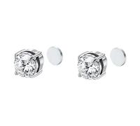 1 par de aretes magnéticos de acero inoxidable de 8 mm, tono negro/plateado, sin perforación, hipoalergénicos, no se caen fácilmente, aretes magnéticos unisex de diamante, Pequeño, Imán, abulón
