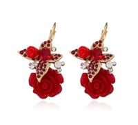 1 par de aretes para mujer, delicados, populares, dulces y brillantes, aleación, Piedra secundaria