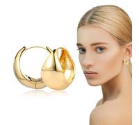 1 par de aros gruesos dorados, pendientes hipoalergénicos, aros huecos gruesos, pendientes dorados brillantes para mujeres y niñas
