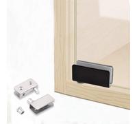 1 par de bisagras de puerta de cristal de acero inoxidable para pivote de armario sin necesidad de taladrar, protección de goma para bordes de cristal, apto para puertas fijas y abatibles (plata)
