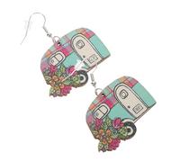 1 par de bonitos aretes colgantes de dibujos animados para disfraces de vacaciones y accesorios de fiesta de viaje, divertido diseño de colgante de furgoneta de camping
