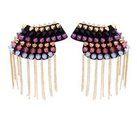 1 par de borlas, charretera, punk, remache borlas, hombro, bordo, brazo, insignia, broche, charretera, punk, accesorios de uniforme para hombres y mujeres, talla única, Acero aleado Aleación de acero