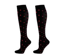 1 par de calcetines altos de compresión unisex con diseño de corazón a la, regalo divertido para adolescentes, algodón, embarazo, deporte, vuelo de esquí para hombre caliente, rojo sandía, S