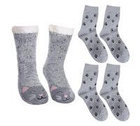 1 Par De Calcetines De Gato De Dibujos Animados Y 2 Pares De Calcetines con Estampado De Pata De Gato, Calcetines Bonitos, Calcetines Antideslizantes, Calcetines Suaves