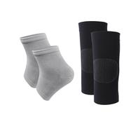 1 Par De Calcetines De Tacón Grises Y 1 Par De Rodilleras Negras, Calcetines Antideslizantes, Calcetines Transpirables Que Absorben El Sudor, Calcetines Hidratantes Para Los Pies