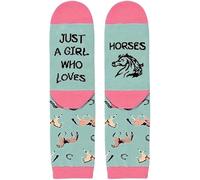 1 Par De Calcetines Love Horse Girl Y 1 Cole De Caballo De Cuero, Lindos Accesorios para Niñas, Exquisito Arte Bordado, Adecuado para Uso Diario, Colección De Regalos (Rosa).