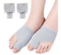 1 par de calcetines para hallux valgus, corrector de juanetes, separador de dedos, férula correctora con almohadilla de gel, corrector de hallux valgus, lavable, para hombres y mujeres (37-43, gris)