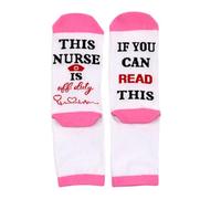1 par de calcetines transpirables para enfermeras, regalo de agradecimiento, novedad con texto en inglés "If You Read This Nurse Is OffDuty" de algodón para mujer, a, Altoa única