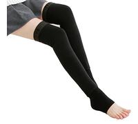 1 par de calentadores de piernas de punto de 20 pulgadas de largo, calentadores térmicos de rodilla por encima de la rodilla hasta el muslo, calcetines sin pies(negro)