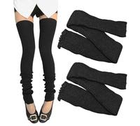 1 Par De Calentadores De Piernas De Punto Negros, Calentadores De Piernas Cálidos, Calentadores De Piernas Elásticos, Calentadores De Piernas Largos Para Mujer, Calentadores De Piernas De Baile