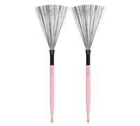 1 par de cepillos de tambor con mango de madera de doble cabeza, cepillo de metal para tambor de acero al carbono, barra de percusión, palo de rodillo especial