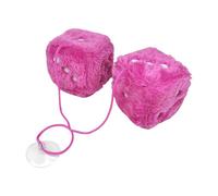 1 par de colgantes de dados peludos para interior de coche, dados para colgar en espejos de coche, para parejas, bonitos e interesantes accesorios personalizados para coche (rosa 6 cm)