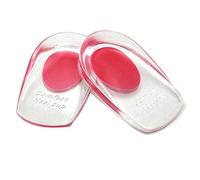1 par de copas de gel para talón de silicona, almohadillas de silicona para fascitis plantar, espolón en el talón y dolor de Aquiles, tazas de tacón de gel y amortiguadores de apoyo rosa rojo - L