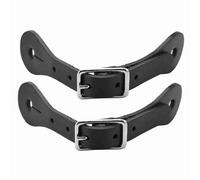 1 par de correas para espuelas hechas a mano en cuero genuino, correa de espuela occidental para montar a caballo para hombres, accesorios de cuero con hebilla metálica ajustable y (Negra)
