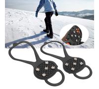 1 par de crampones antideslizantes de 5 dientes para escalada en nieve al aire libre, montañismo y calzado con clavos.
