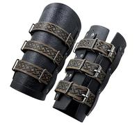 1 Par de Cuero de imitación Guantelete muñequera,Medieval Arm Guard,Renaissance Armor Bracers,Viking Knight Wide Bracer (Negro)