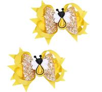 1 par de elegantes lazos de cinta para el pelo con decoración de flores, accesorios de pelo de moda para fiestas y sesiones de fotos