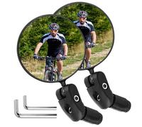 1 par de espejos convexos de seguridad de cristal HD para bicicleta, 75 cm, espejo convexo irrompible, giratorio 360°, soporte de inclinación de 180° para manillar recto o de carreras de 17 a 22 mm