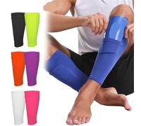 1 par de espinilleras Transpirables for fútbol, Deportivas, for, con Funda Protectora for piernas y Calcetines para Entrenamiento(Purple,S)