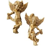 1 Par De Estatuas Y Figuras De Ángel Pensando En Bebé, Lindas Alas De Resina Conmemorativas, Escultura De Querubines, Jardín Aire Libre, Decoración del Hogar para Sala De Estar, Estante De Libros,