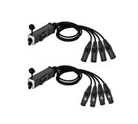 1 Par de Extensores de Red Múltiples STP RJ45 Cat5/6 A XLR de 3 Pines de 4 Canales para Iluminación de Escenarios, Estudios de Grabación de Audio.