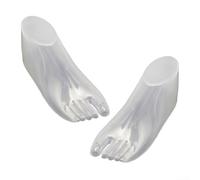 1 par de formas de pie de plástico transparente para exhibición de zapatos y soporte durante el embalaje o preparación de envío