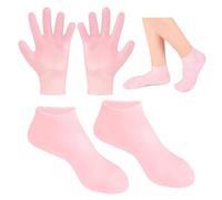 1 par de fundas de pie y guantes, calcetines de silicona para mujer - Pedicura hidratante Gel-Spa para Talones Agrietados con Efecto Peeling