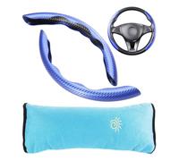 1 par de fundas para volante, 1 protector de hombro, funda para volante de coche, funda de fibra de carbono, funda antideslizante para volante de coche