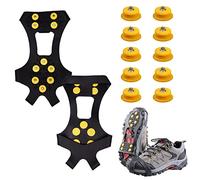 1 par de garras y 10 clavos para zapatos, crampones, clavos antideslizantes para zapatos, para montañismo, turismo, pesca y nieve (L)