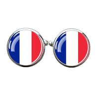 1 par de gemelos de bandera de Francia para hombre, gemelos de avión, cumpleaños, aniversario, boda, joyería, regalo de negocios, con caja de joyería, talla única, Vidrio, No es una piedra preciosa