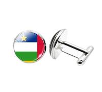 1 par de gemelos de bandera para hombre, diseño de bandera de África Central, gemelos de avión, cumpleaños, aniversario, boda, joyería, regalo de negocios, con caja de joyería, talla única, Vidrio, No