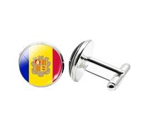 1 par de gemelos de bandera para hombre, diseño de bandera de Andorra, gemelos de avión, cumpleaños, aniversario, boda, joyería, regalo de negocios, con caja de joyería, talla única, Vidrio, No es una