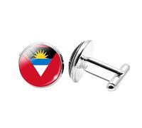1 par de gemelos de bandera para hombre, diseño de bandera de Antigua y Barbuda, gemelos de avión, cumpleaños, aniversario, boda, joyería, regalo de negocios, con caja de joyería, talla única, Vidrio
