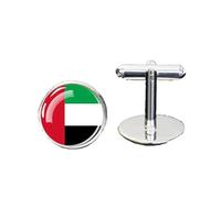1 par de gemelos de bandera para hombre, diseño de bandera de los EAU, gemelos de avión, cumpleaños, aniversario, boda, joyería, regalo de negocios, con caja de joyería, talla única, Vidrio, No es una