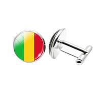 1 par de gemelos de bandera para hombre, diseño de bandera de Malí, gemelos de avión, cumpleaños, aniversario, boda, joyería de negocios, regalo con caja de joyería, talla única, Vidrio, No es una