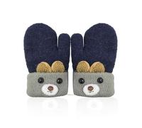 1 par de gruesos guantes de invierno de forro polar, lindos guantes con patrón de oso, guantes de invierno de lana de punto para niños de 0 a 3 años, guantes cálidos y resistentes al frío a