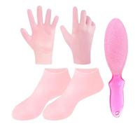 1 Par De Guantes, 1 Par De Guantes De Goma, 1 Limpiador De Pies, Calcetines Y Guantes De Silicona Hidratantes, Traje Rosa, Set De Cuidado De Manos Y Pies