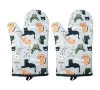 1 Par De Guantes Anti-Escaldaduras, Guantes Con Patrón De Gato, Guantes Resistentes A Altas Temperaturas, Guantes De Cocina Anti-Escaldaduras Y Antideslizantes, Guantes Para Hornear En Casa